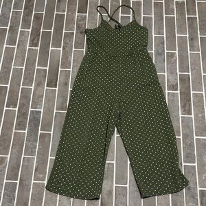 Old Navy Olive Polka Dot Jumpsuit